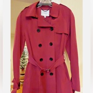 Lk Bennett lightweight raspberry trench double breasted size 4